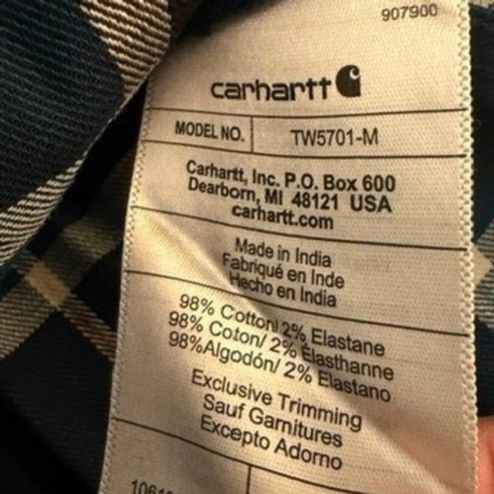 Carhartt Mens Rugged Flex Relaxed Fit Plaid Short Sleeve Shirt Blue L Tall NEW - Picture 4 of 9